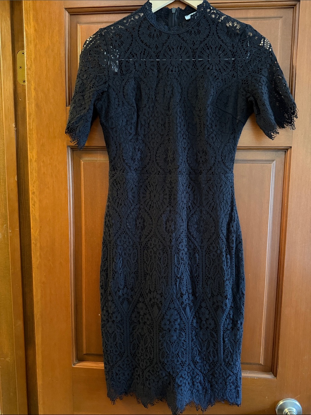 Black Lace Short-Sleeve Dress Sz 6 New without tags